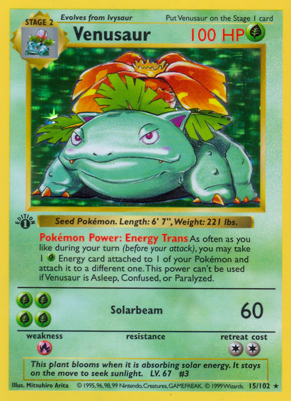 Venusaur (15/102) (Shadowless) [Base Set 1st Edition] | Game Haven TX