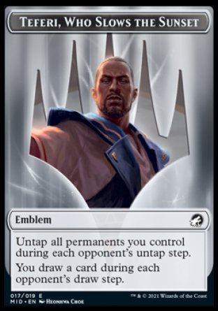 Teferi, Who Slows the Sunset Emblem [Innistrad: Midnight Hunt Tokens] | Game Haven TX