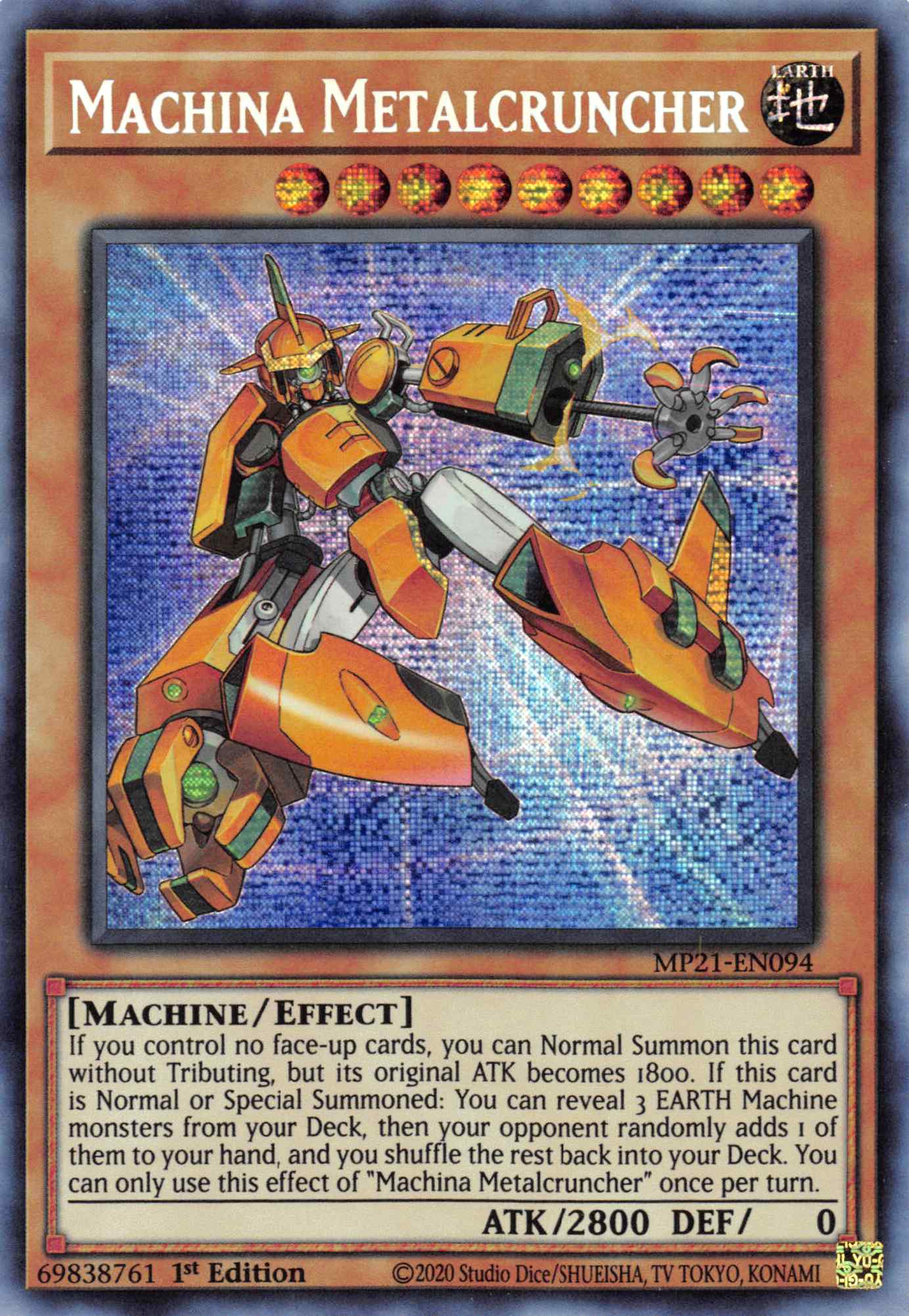 Machina Metalcruncher [MP21-EN094] Prismatic Secret Rare | Game Haven TX