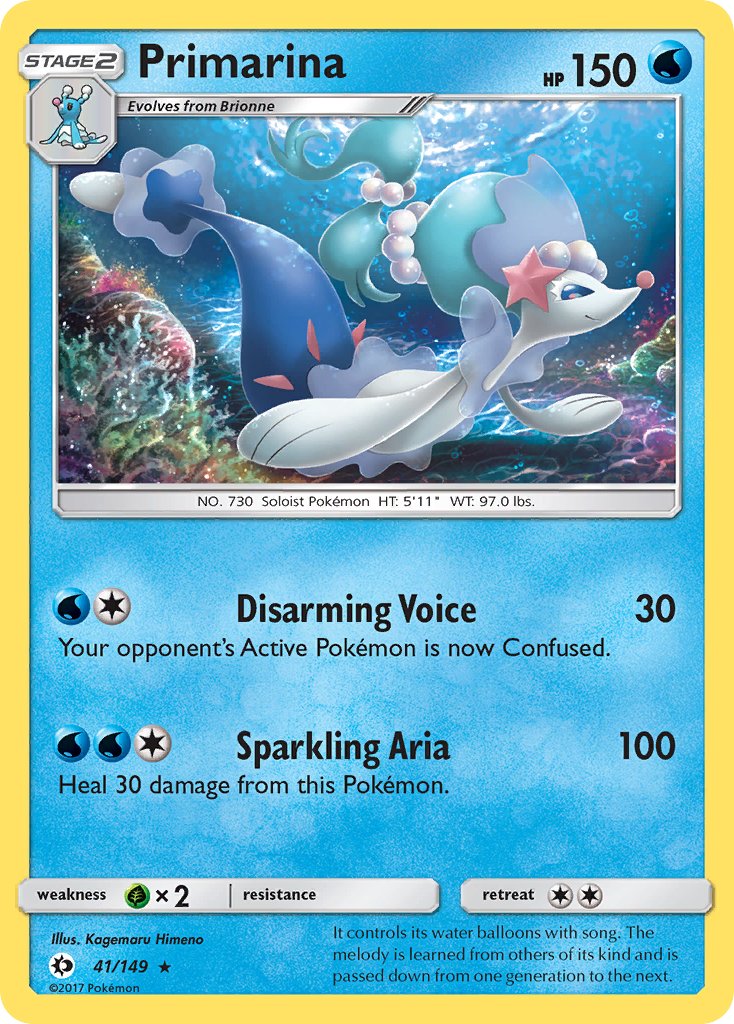 Primarina (41/149) (Theme Deck Exclusive) [Sun & Moon: Base Set] | Game Haven TX