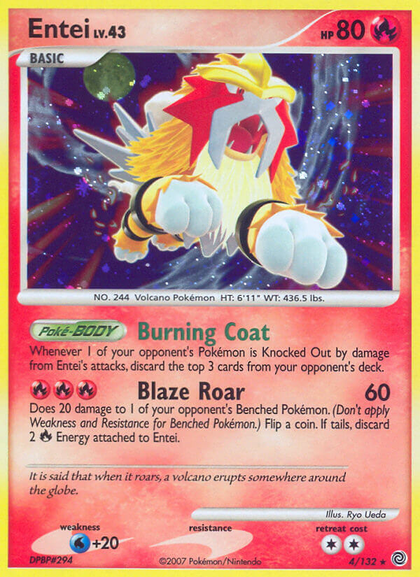 Entei (4/132) (Cracked Ice Holo) [Diamond & Pearl: Secret Wonders] | Game Haven TX