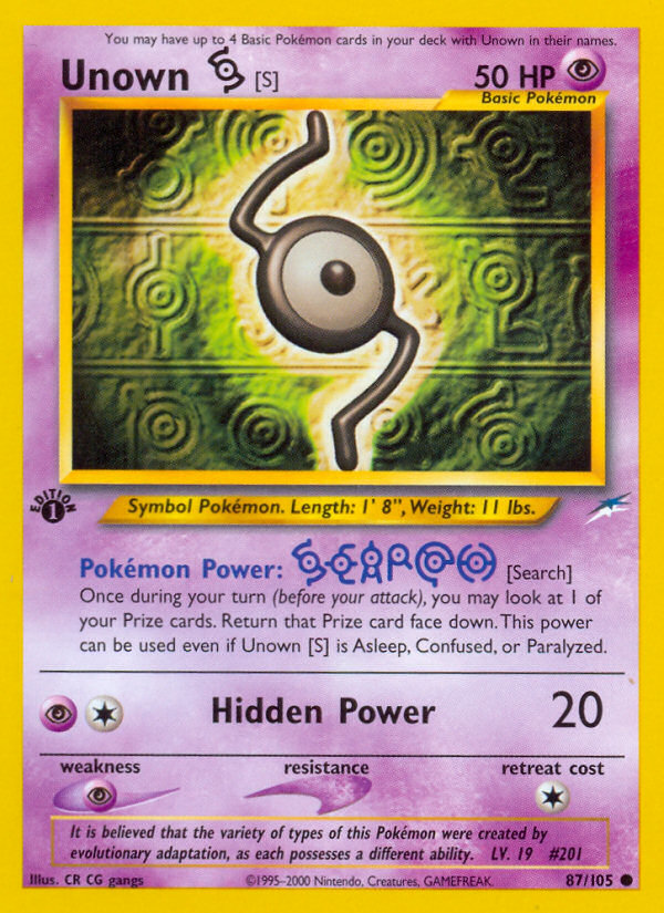 Unown [S] (87/105) [Neo Destiny 1st Edition] | Game Haven TX