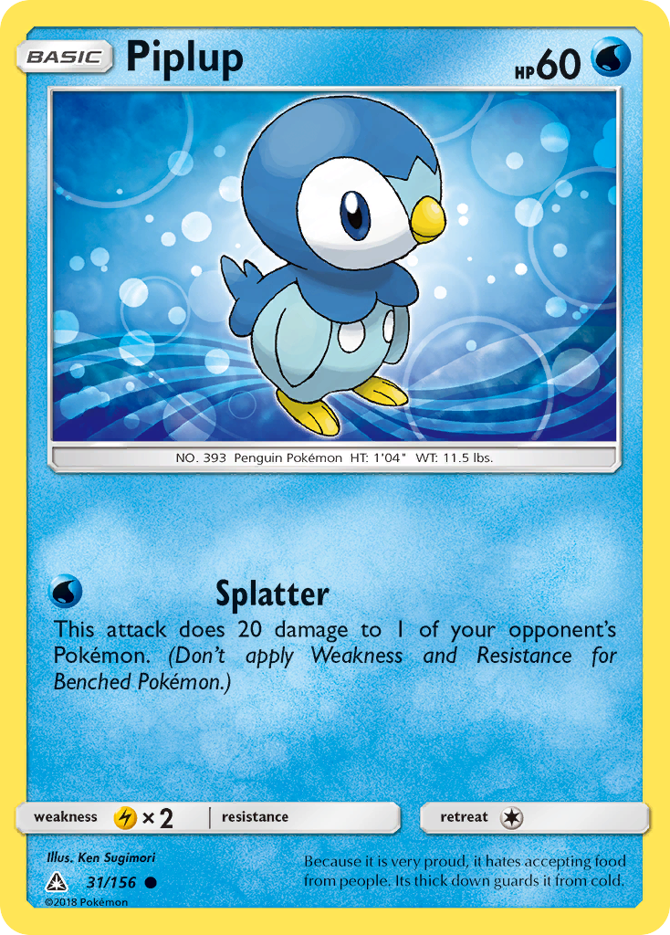 Piplup (31/156) [Sun & Moon: Ultra Prism] | Game Haven TX