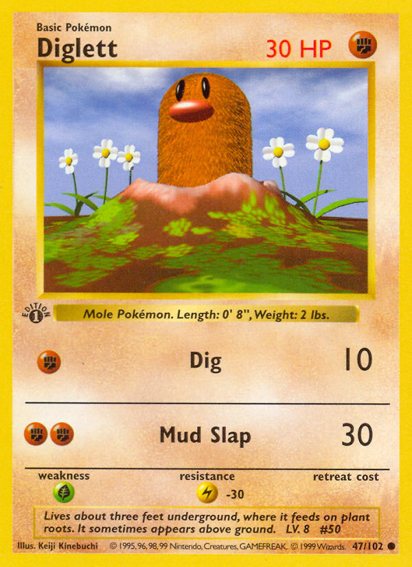 Diglett (47/102) (Shadowless) [Base Set 1st Edition] | Game Haven TX