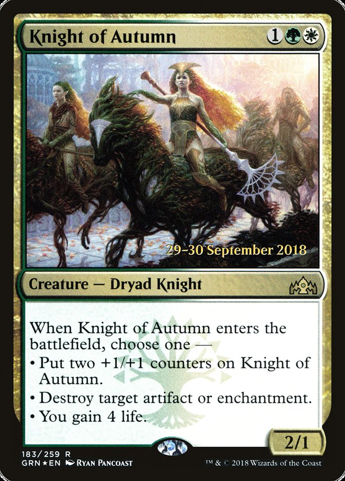 Knight of Autumn [Guilds of Ravnica Promos] | Game Haven TX