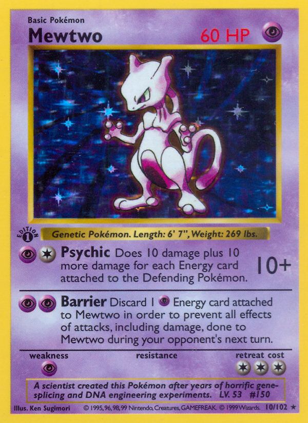 Mewtwo (10/102) (Shadowless) [Base Set 1st Edition] | Game Haven TX