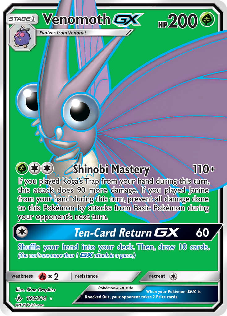 Venomoth GX (193/214) [Sun & Moon: Unbroken Bonds] | Game Haven TX