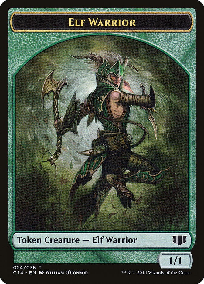 Elephant // Elf Warrior Double-sided Token [Commander 2014 Tokens] | Game Haven TX