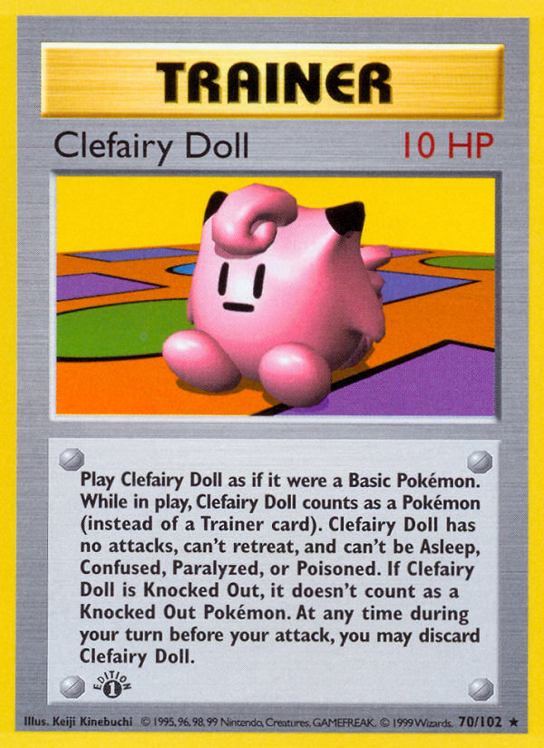 Clefairy Doll (70/102) (Shadowless) [Base Set 1st Edition] | Game Haven TX