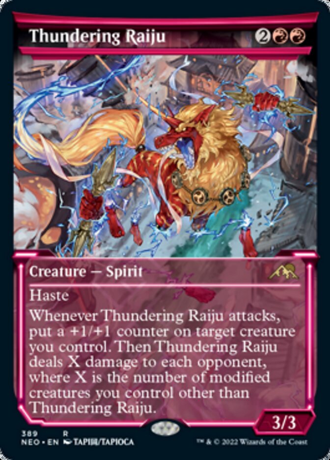 Thundering Raiju (Showcase Soft Glow) [Kamigawa: Neon Dynasty] | Game Haven TX