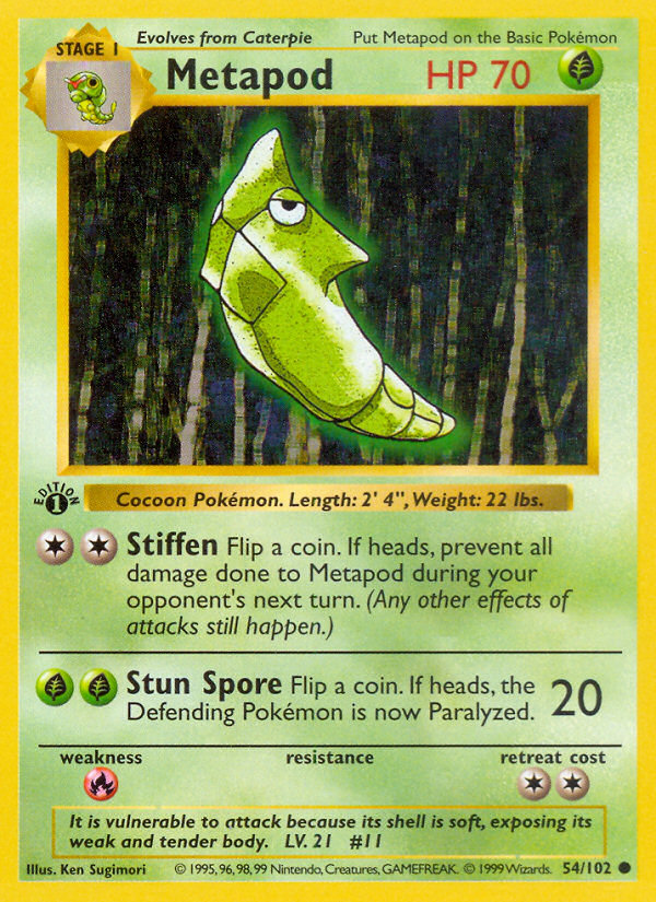 Metapod (54/102) (Shadowless) [Base Set 1st Edition] | Game Haven TX