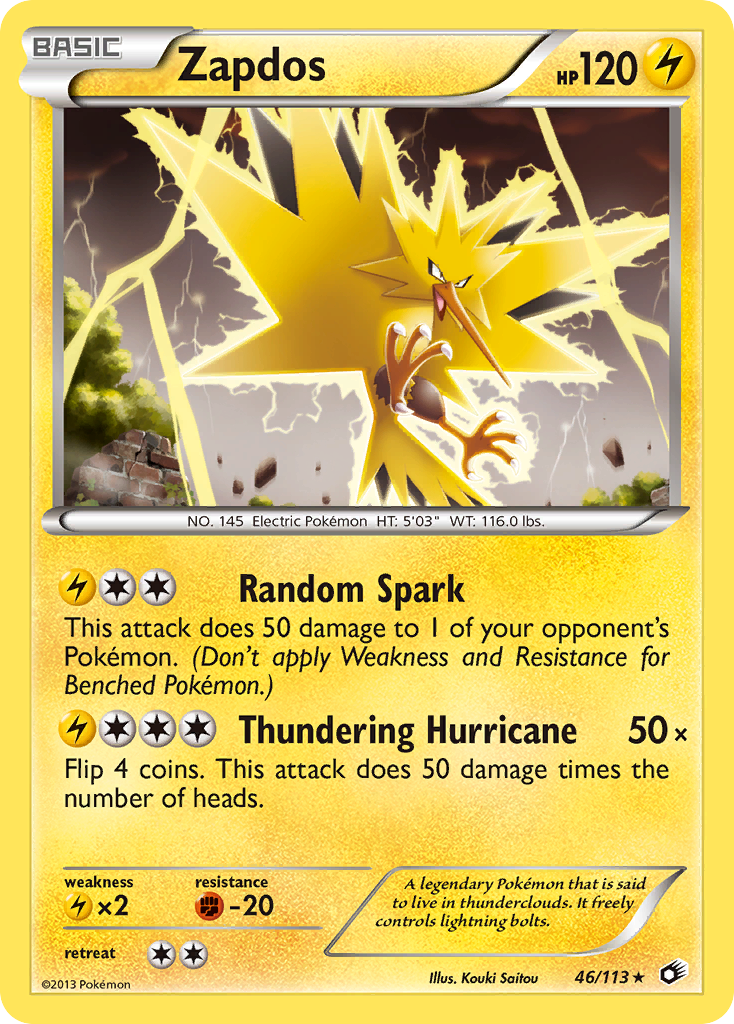 Zapdos (46/113) (Theme Deck Exclusive) [Black & White: Legendary Treasures] | Game Haven TX