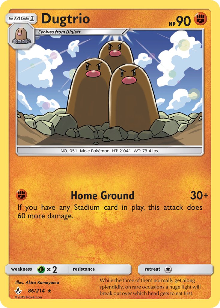Dugtrio (86/214) [Sun & Moon: Unbroken Bonds] | Game Haven TX