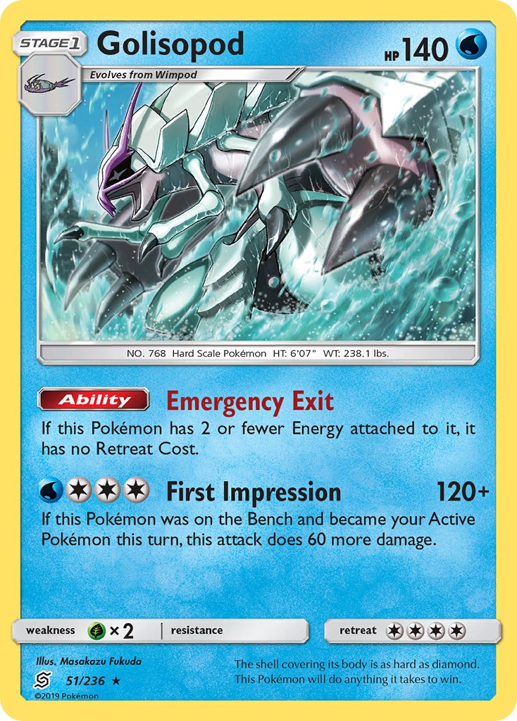 Golisopod (51/236) (Cosmos Holo) (Blister Exclusive) [Sun & Moon: Unified Minds] | Game Haven TX