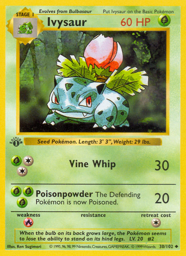 Ivysaur (30/102) (Shadowless) [Base Set 1st Edition] | Game Haven TX