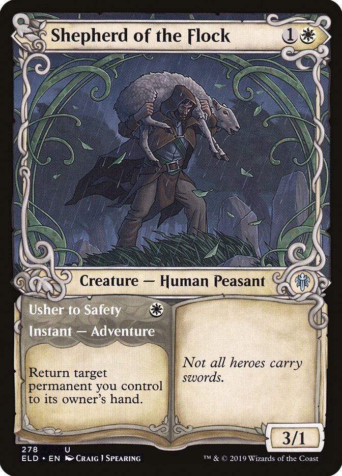 Shepherd of the Flock // Usher to Safety (Showcase) [Throne of Eldraine] | Game Haven TX