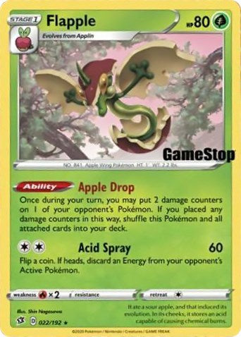Flapple (022/192) (GameStop Exclusive) [Sword & Shield: Rebel Clash] | Game Haven TX