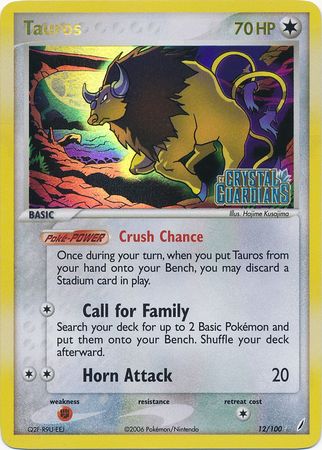 Tauros (12/100) (Stamped) [EX: Crystal Guardians] | Game Haven TX