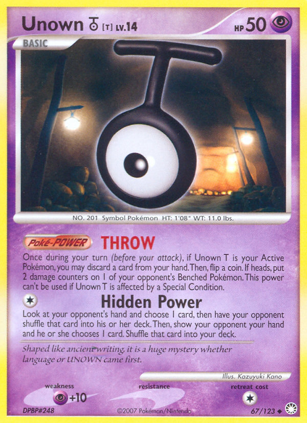 Unown T (67/123) [Diamond & Pearl: Mysterious Treasures] | Game Haven TX