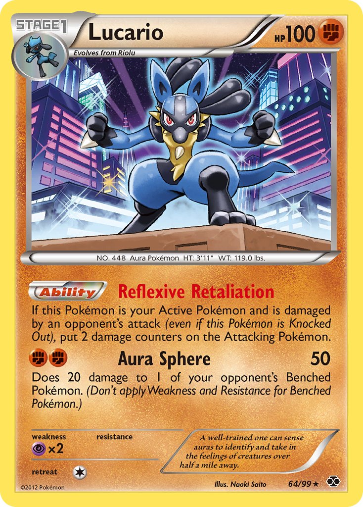 Lucario (64/99) (Cosmos Holo) (Blister Exclusive) [Black & White: Next Destinies] | Game Haven TX