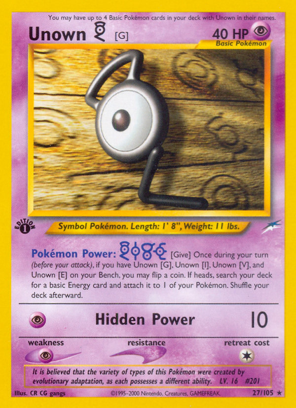 Unown [G] (27/105) [Neo Destiny 1st Edition] | Game Haven TX