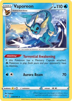 Vaporeon (030/185) [Sword & Shield: Vivid Voltage] | Game Haven TX