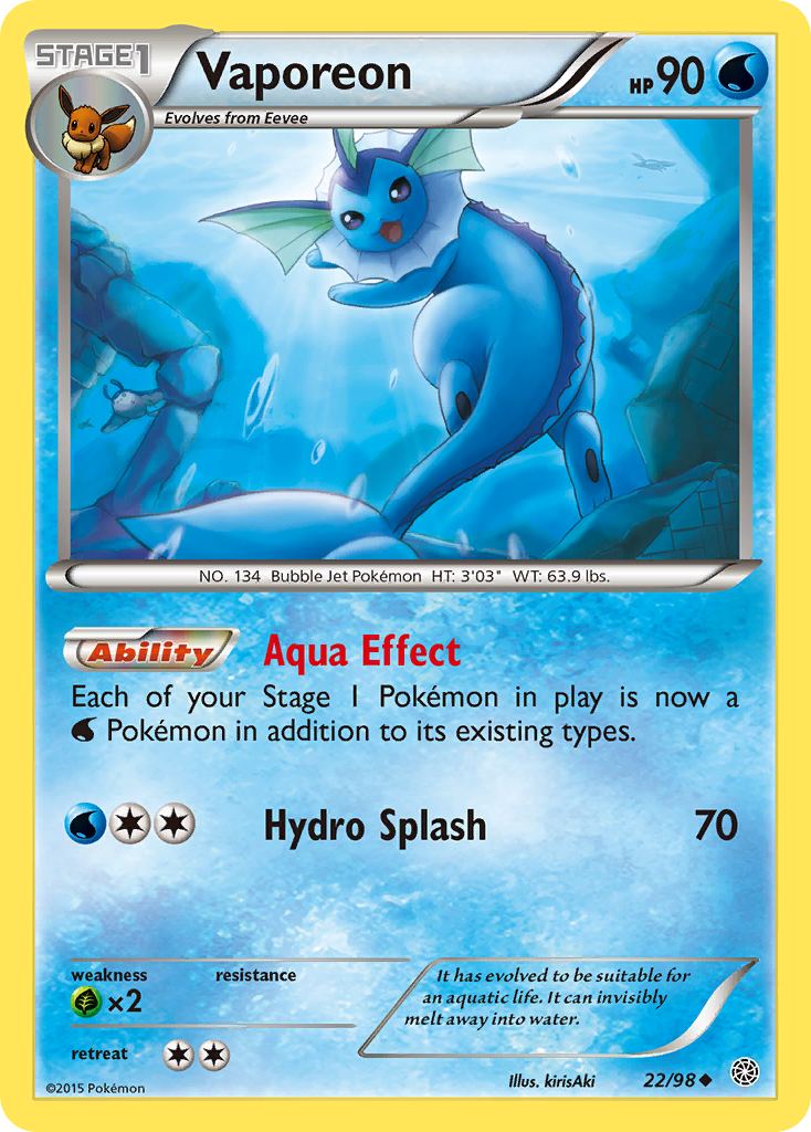 Vaporeon (22/98) [XY: Ancient Origins] | Game Haven TX