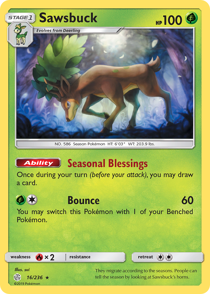 Sawsbuck (16/236) [Sun & Moon: Cosmic Eclipse] | Game Haven TX