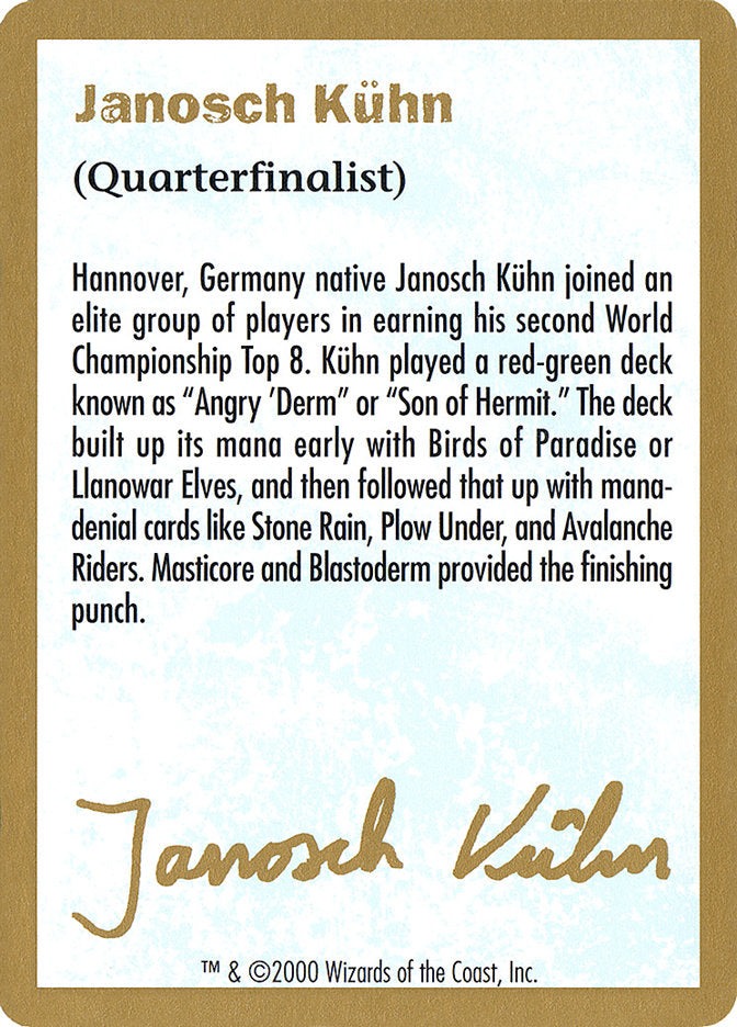 Janosch Kühn Bio (2000) [World Championship Decks 2000] | Game Haven TX