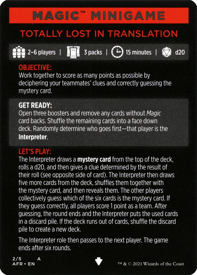 Totally Lost in Translation (Magic Minigame) [Dungeons & Dragons: Adventures in the Forgotten Realms Minigame] | Game Haven TX