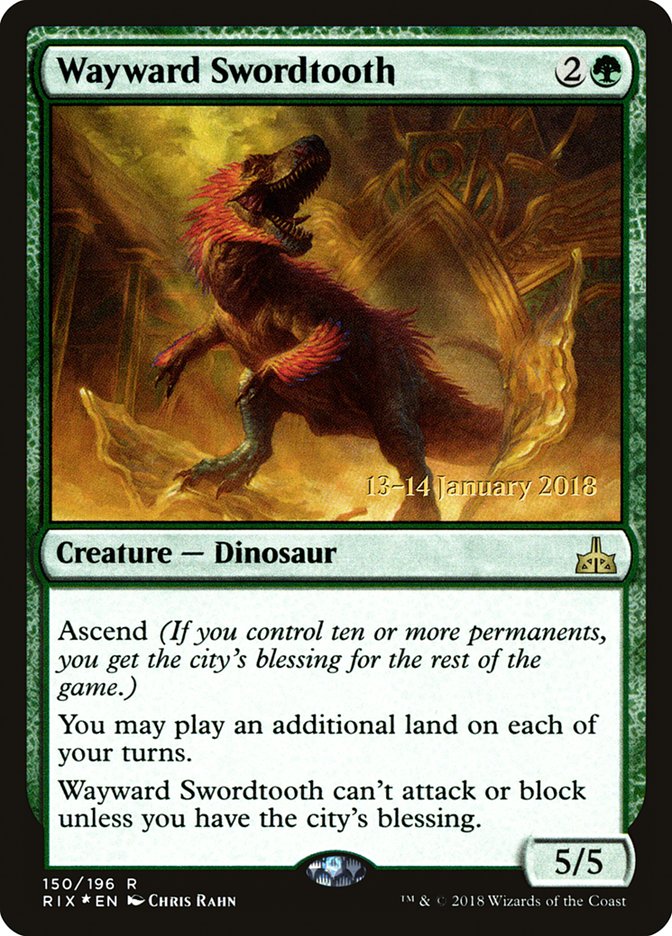 Wayward Swordtooth [Rivals of Ixalan Promos] | Game Haven TX