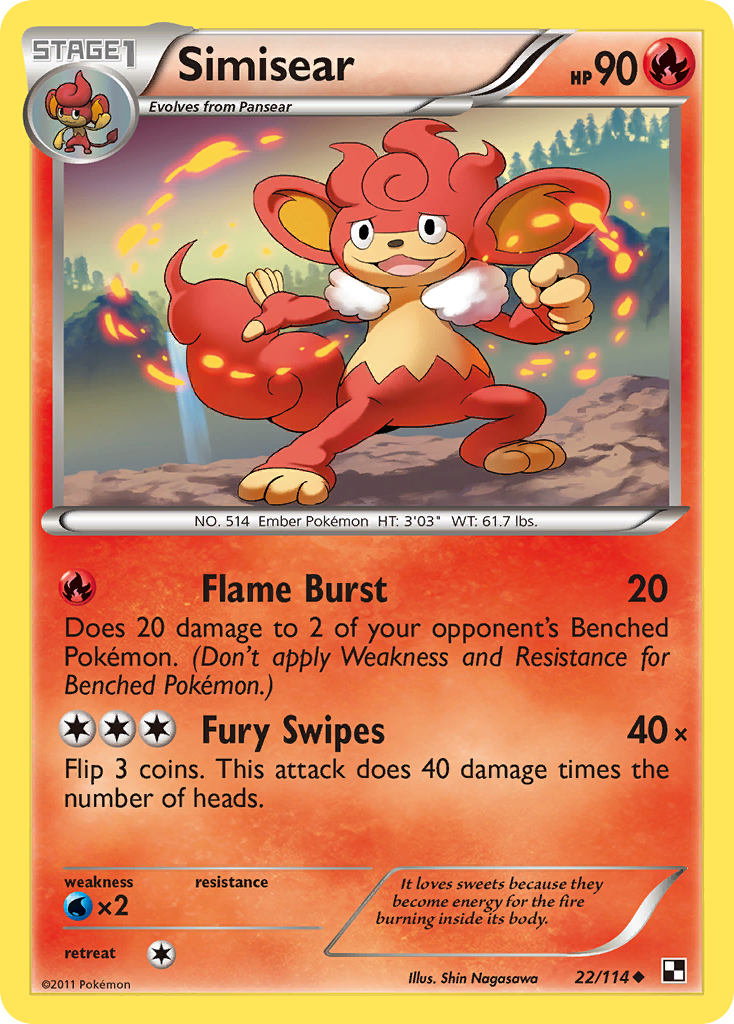 Simisear (22/114) [Black & White: Base Set] | Game Haven TX