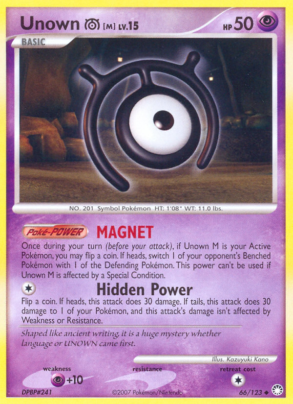 Unown M (66/123) [Diamond & Pearl: Mysterious Treasures] | Game Haven TX