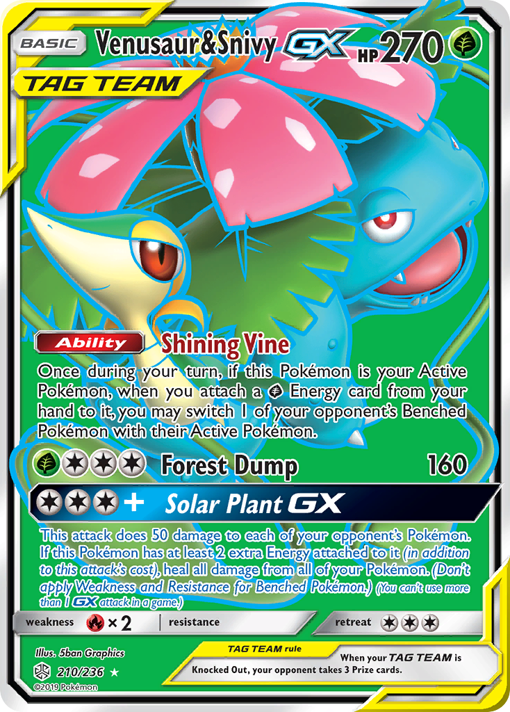 Venusaur & Snivy GX (210/236) [Sun & Moon: Cosmic Eclipse] | Game Haven TX