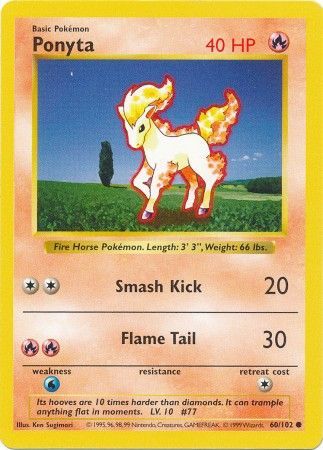 Ponyta (60/102) [Base Set Shadowless Unlimited] | Game Haven TX