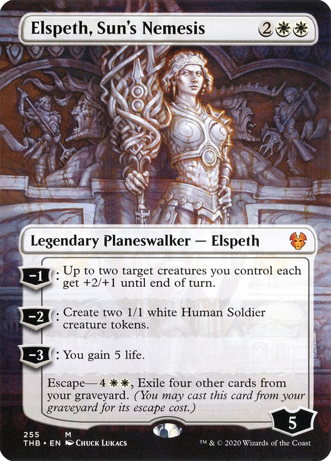 Elspeth, Sun's Nemesis (Borderless) [Theros Beyond Death] | Game Haven TX