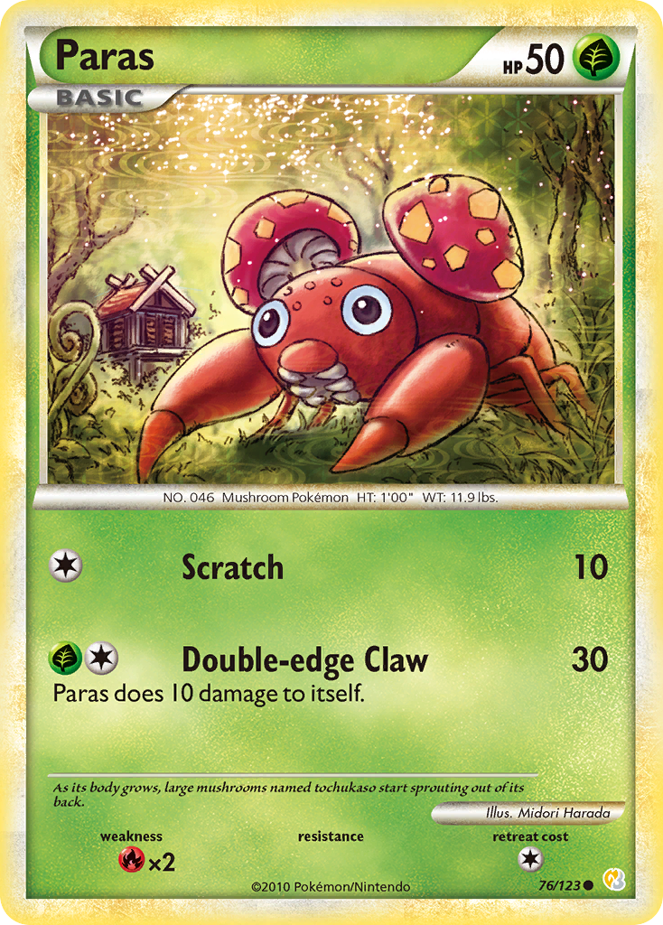 Paras (76/123) [HeartGold & SoulSilver: Base Set] | Game Haven TX