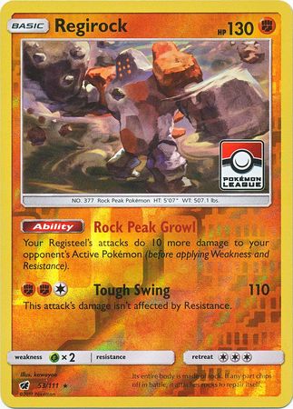 Regirock (53/111) (League Promo) [Sun & Moon: Crimson Invasion] | Game Haven TX