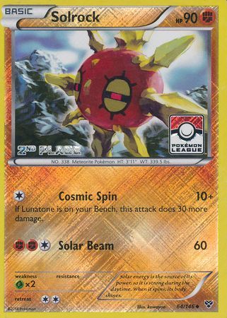 Solrock (64/146) (2nd Place League Challenge Promo) [XY: Base Set] | Game Haven TX