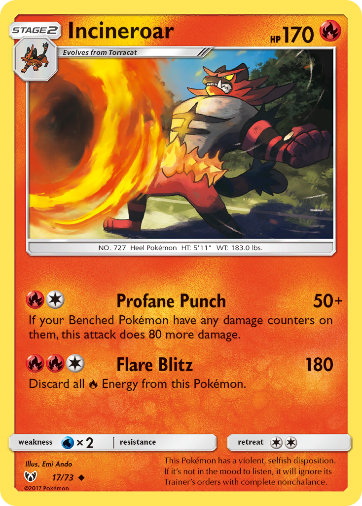 Incineroar (17/73) [Sun & Moon: Shining Legends] | Game Haven TX