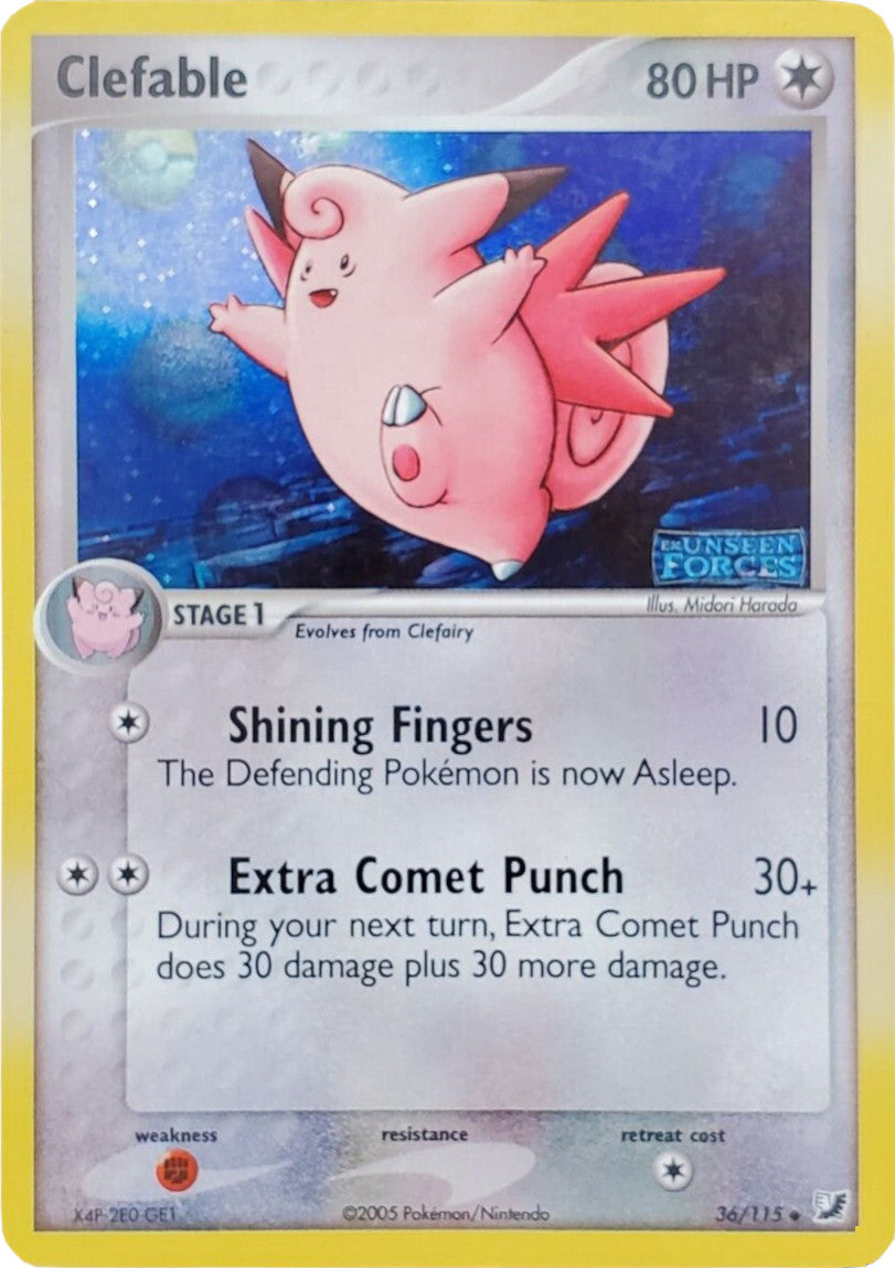 Clefable (36/115) (Stamped) [EX: Unseen Forces] | Game Haven TX