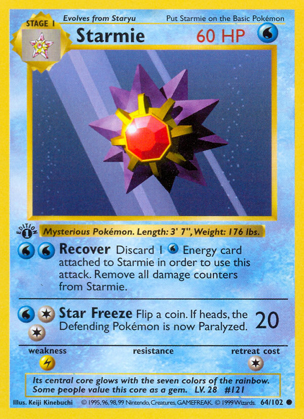Starmie (64/102) (Shadowless) [Base Set 1st Edition] | Game Haven TX