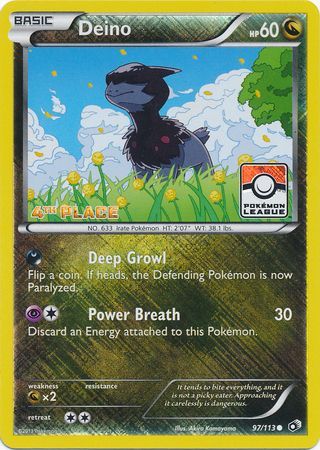 Deino (97/113) (League Promo 4th Place) [Black & White: Legendary Treasures] | Game Haven TX