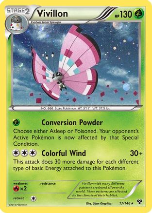 Vivillon (17/146) (Meadow Form/Pink Wings) (Cosmos Holo) [XY: Base Set] | Game Haven TX