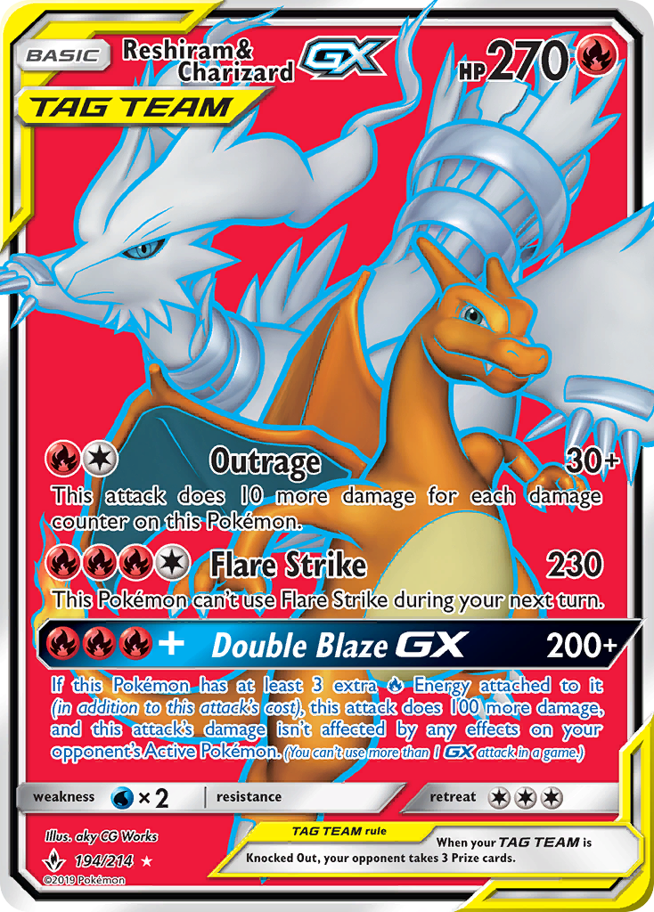 Reshiram & Charizard GX (194/214) [Sun & Moon: Unbroken Bonds] | Game Haven TX