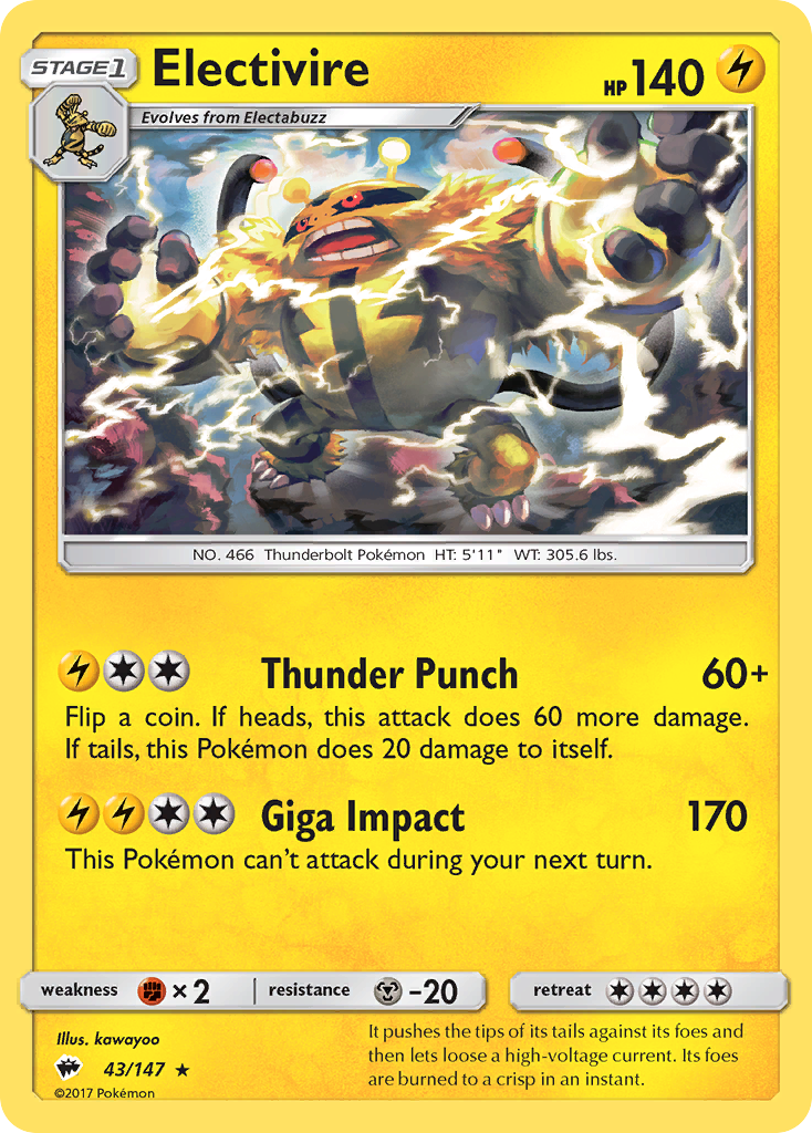 Electivire (43/147) [Sun & Moon: Burning Shadows] | Game Haven TX