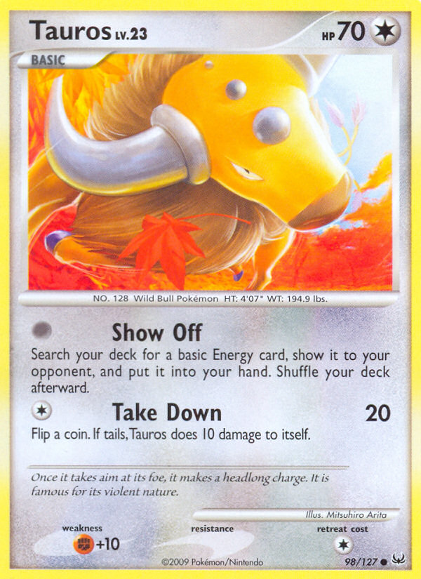 Tauros (98/127) [Platinum: Base Set] | Game Haven TX