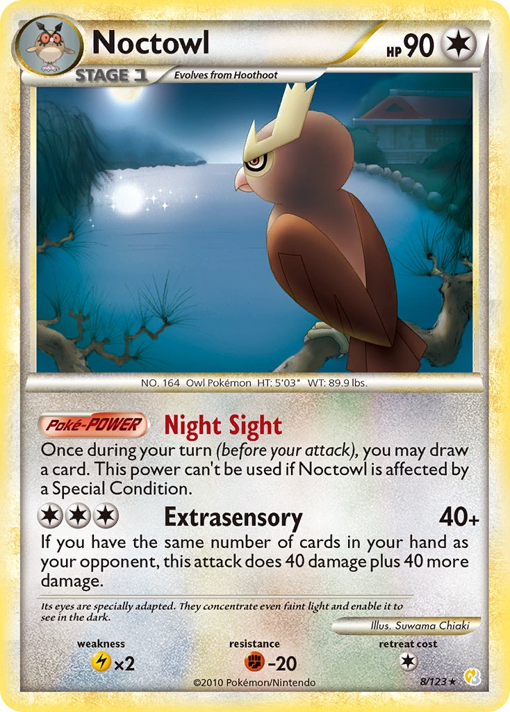 Noctowl (8/123) (Theme Deck Exclusive) [HeartGold & SoulSilver: Base Set] | Game Haven TX