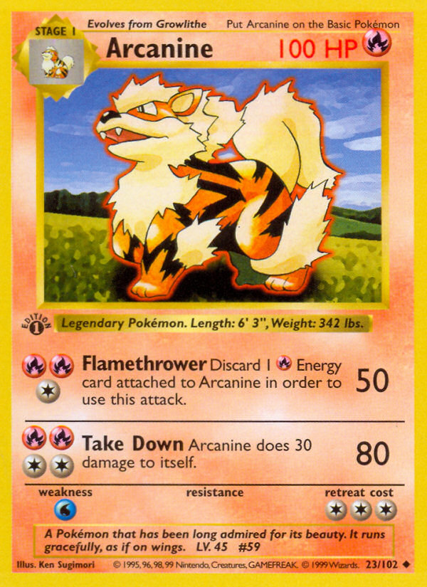 Arcanine (23/102) (Shadowless) [Base Set 1st Edition] | Game Haven TX