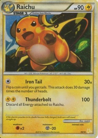 Raichu (30/30) [HeartGold & SoulSilver: Trainer Kit - Raichu] | Game Haven TX